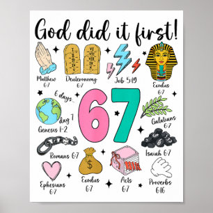 God Did It First 67 Six Seven Meme Jesus Christ Bi Poster