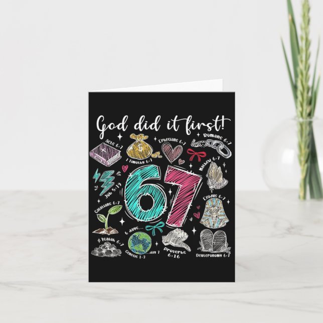 God Did It First Christian 6 7 Meme For Believers  Card (Front)