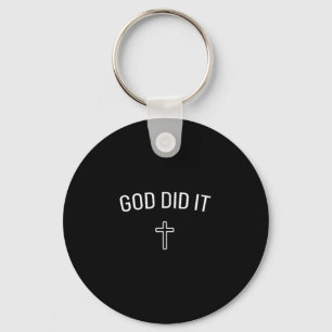 God Did It - Simple Christian Religious Cross Mini Keychain