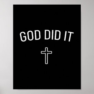 God Did It - Simple Christian Religious Cross Mini Poster