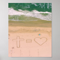 God equals LOVE, Jesus is Love, beach ocean cross