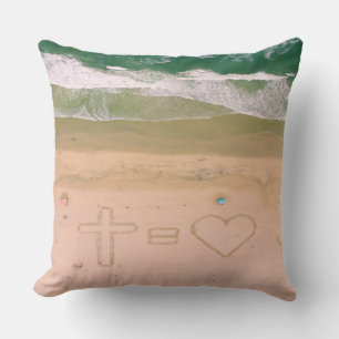 God equals LOVE, Jesus is Love, beach ocean cross Throw Pillow