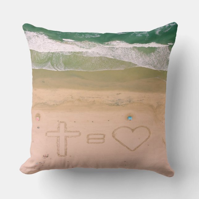 God equals LOVE, Jesus is Love, beach ocean cross Throw Pillow (Front)