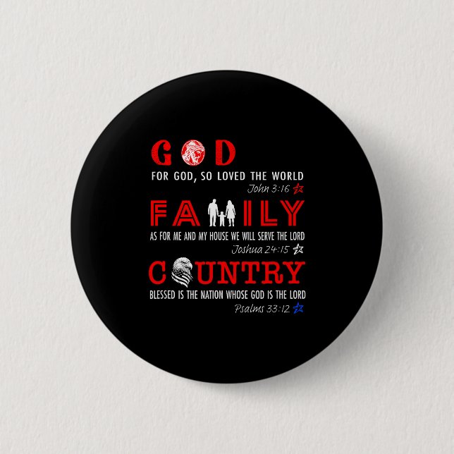 God Family Country  2 Inch Round Button (Front)