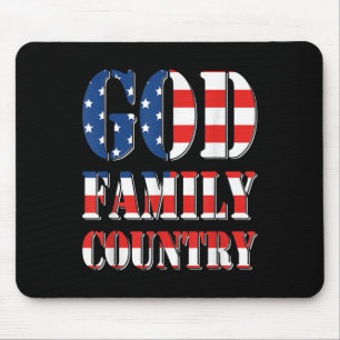 God Family Country America Us Flag Proud Memorial Mouse Pad