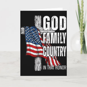 God Family Country American Flag Christian Patriot Card