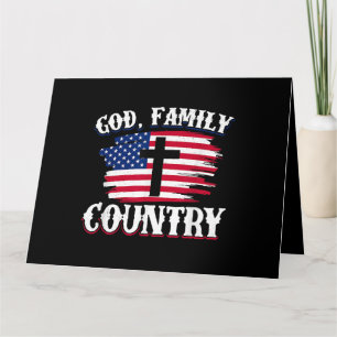 God Family Country American Flag Cross Christian P Card