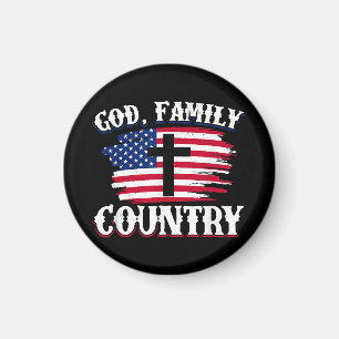 God Family Country American Flag Cross Christian P Magnet