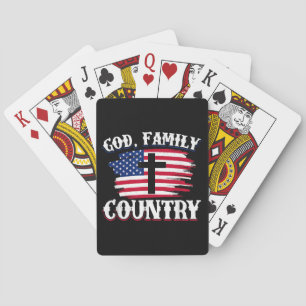 God Family Country American Flag Cross Christian P Playing Cards