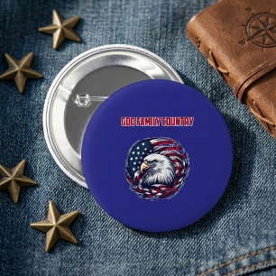 God Family Country American Patriot Values 2 Inch Round Button