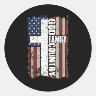 God Family Country  Classic Round Sticker