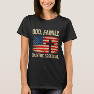 God Family Country Dom Usa Flag Cross T-Shirt