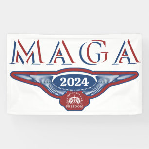 GOD FAMILY COUNTRY EAGLE WINGS TRUMP 2024 MAGA BANNER