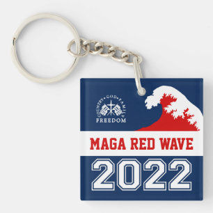 God Family Country Freedom 2022 MAGA Red Wave Keychain