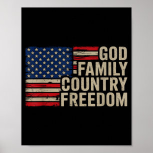 God Family Country Freedom Patriotic Christian Usa Poster