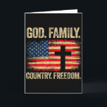 God Family Country Freedom Usa Flag Cross  Card<br><div class="desc">God Family Country Freedom Usa Flag Cross</div>