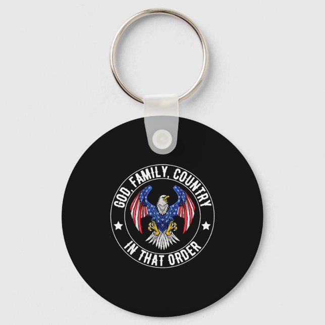 God Family Country In That Order Christian Patriot Keychain (Front)