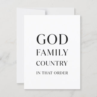 God, Family, Country, In that order Postcard
