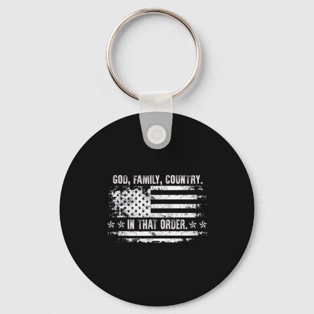 God Family Country Patriotic Faith Pride Usa For S Keychain (Front)