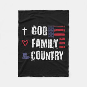 God Family Country Patriotic Veteran Soldier Memor Fleece Blanket