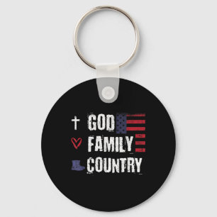 God Family Country Patriotic Veteran Soldier Memor Keychain