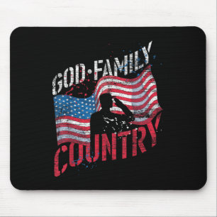 God Family Country Soldier Us Flag American Memori Mouse Pad