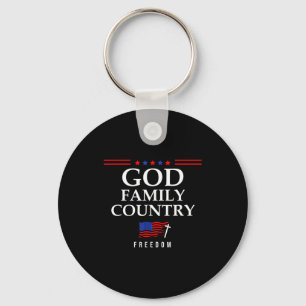 God Family Country Us Flag Christian Saying Dom Je Keychain