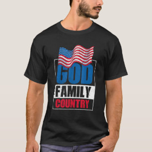 God Family Country Us Flag Soldier Veteran Memoria T-Shirt