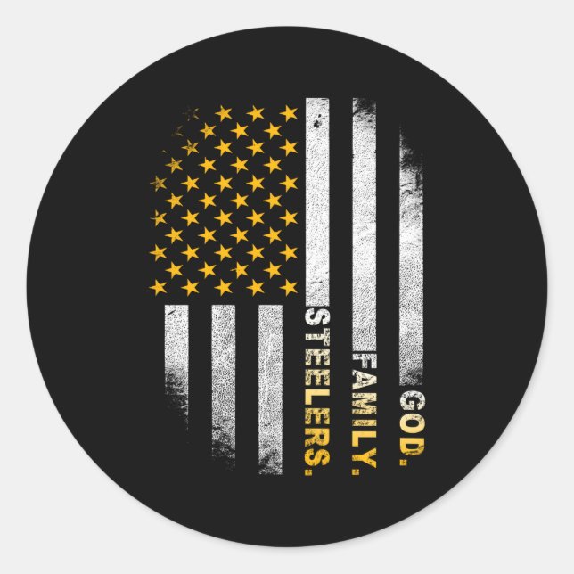 God Family Slers-Pro Us Flag Father'S Day Dad Classic Round Sticker (Front)