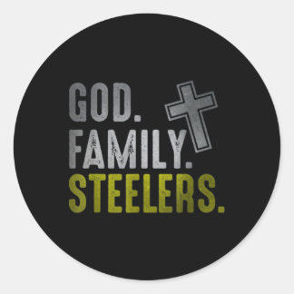 god family steelers classic round sticker