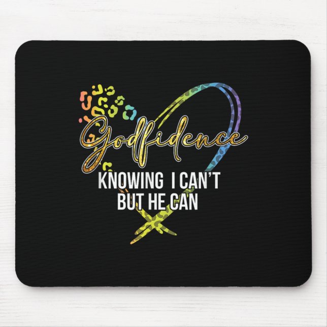 God.fidence Know I Cant But He Can Leopard Heart C Mouse Pad (Front)