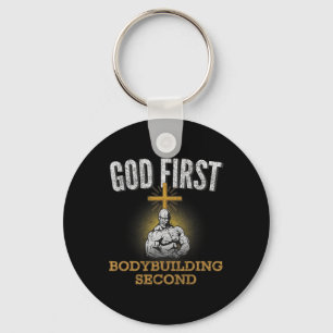 God First Bodybuilding Second Christian Gym Workou Keychain