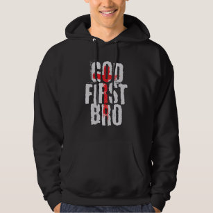 God First Bro   Cross Christian Gift Hoodie