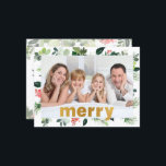 God Foil Merry Festive Greenery Personalized Photo Holiday Postcard<br><div class="desc">God Foil Merry Festive Greenery Personalized Photo Holiday Postcard.</div>