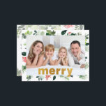 God Foil Merry Festive Greenery Personalized Photo Holiday Postcard<br><div class="desc">God Foil Merry Festive Greenery Personalized Photo Holiday Postcard.</div>