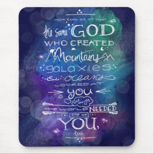 God galaxy quote astronomy christian gift mouse pad