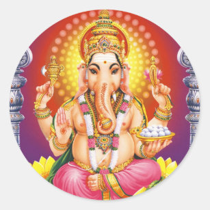 God Ganesha Classic Round Sticker
