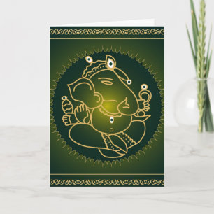 God Ganesha on green - Card