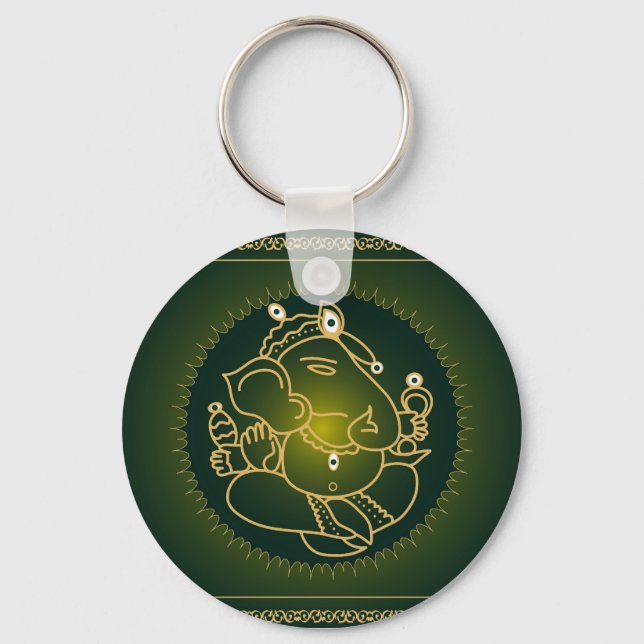 God Ganesha on green - Keychain (Front)