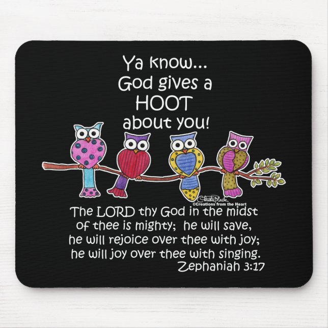 God Gives a Hoot Owls Mouse Pad (Front)