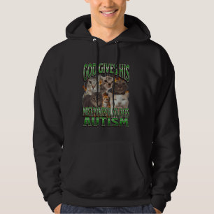 God Gives His Most Powerful Autism Funny Cat Meme Hoodie