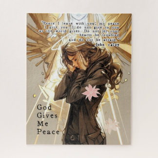 God Gives Me Peace - Christian Vintage Retro Anime Jigsaw Puzzle