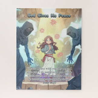 God Gives Me Peace - Christian Vintage Retro Anime Jigsaw Puzzle