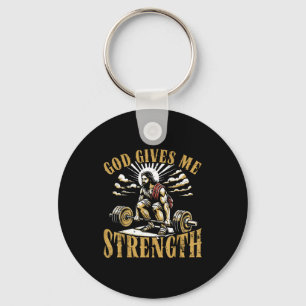 God Gives Me Strength Christian Gym Workout Motiva Keychain