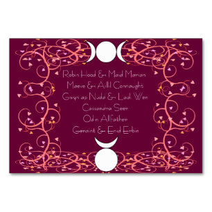 God & Goddess Wiccan Handfasting Names Table Card