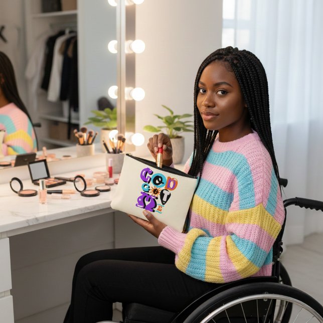 God Got Me Retro Christian Faith Cosmetic Bag (Everyday essentials, blessed energy. A chic reminder that God’s got you while you glow up.)