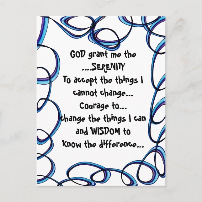 GOD grant me the SERENITY on a colourful postcard (Front)