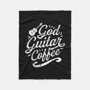 God Guitar Coffee Music Lover Funny Christian Fleece Blanket