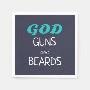 God Guns and Beards Funny Napkin
