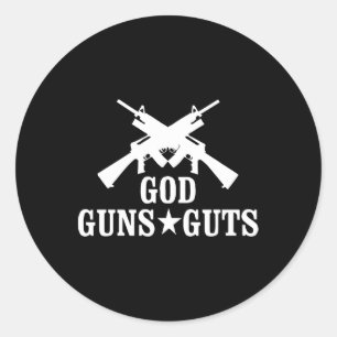 God Guns And Guts Classic Round Sticker